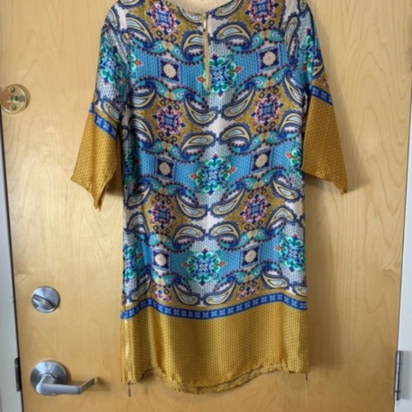 Vegas Collection Boho Paisley Print Satin Dress - Picture 3 of 11